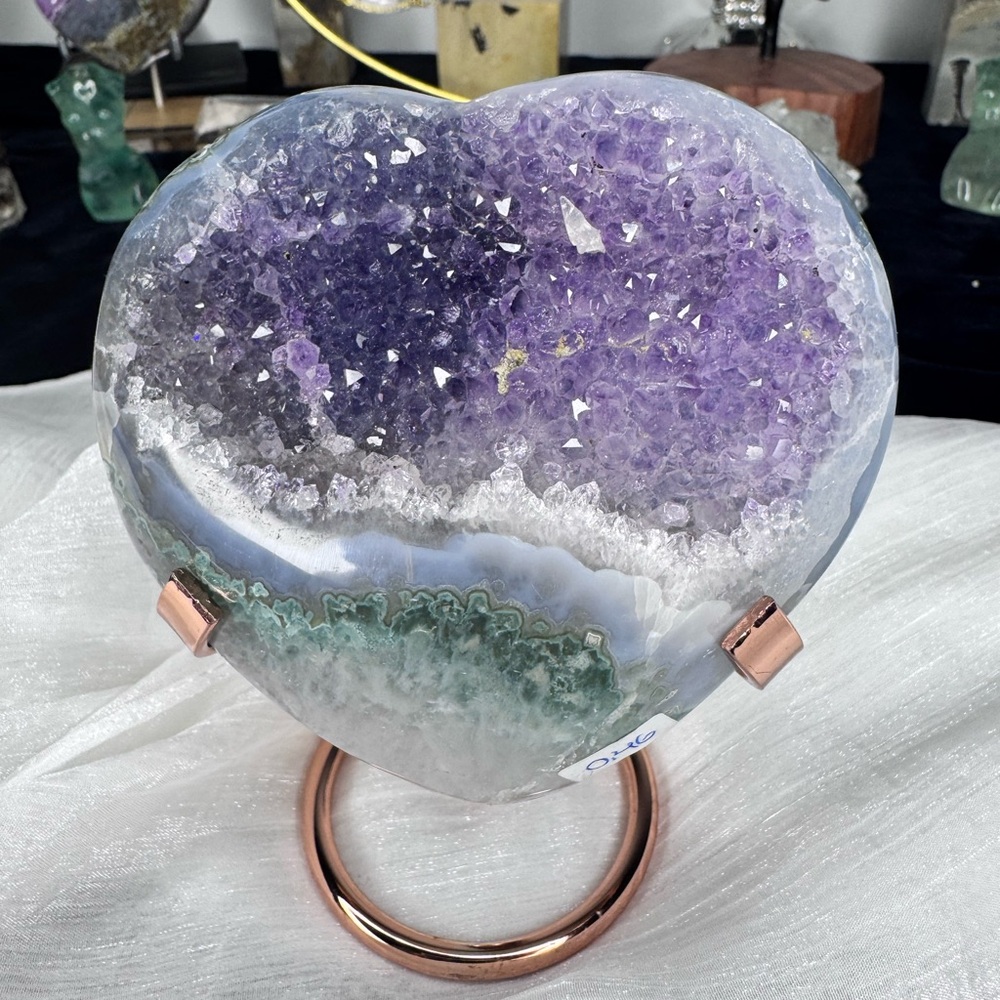 Mystic River Uruguay Green/Blue Purple Amethyst Agate Heart .46k Craving 🤍 - Picture 3 of 8